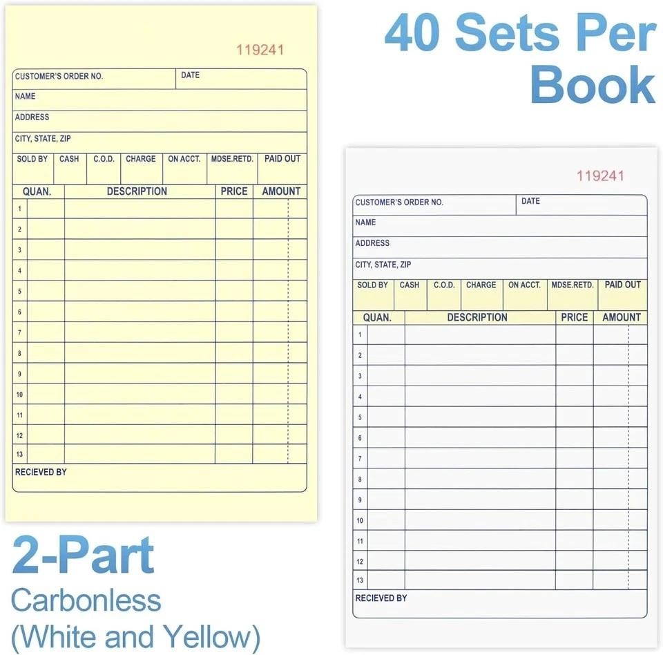 4 Pack Receipt Book, 4.17inx7.2in Receipt Book with Carbon Copies, 2-part … |