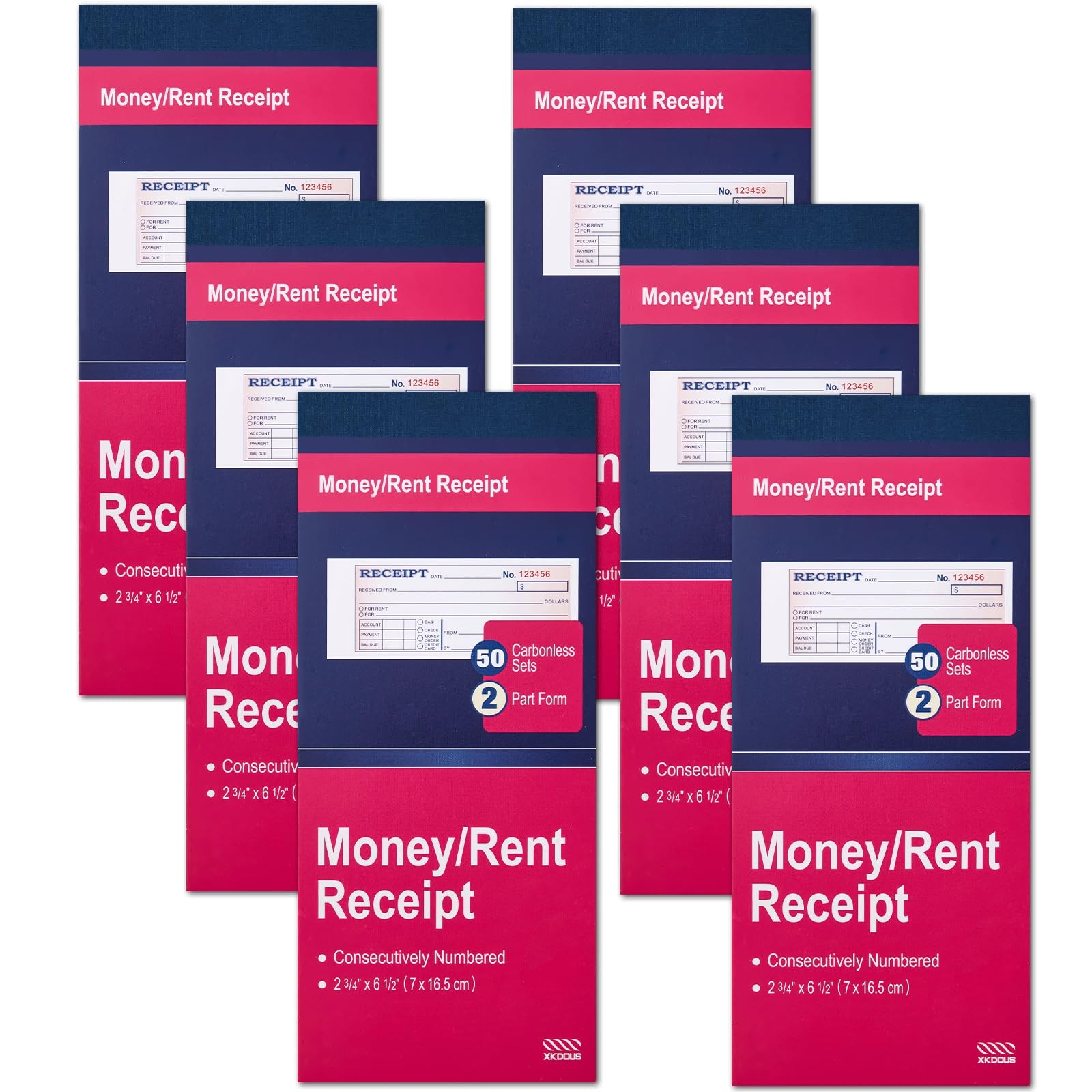 XKDOUS 6 Pack Receipt Book with Carbon Copies, Money and Rent 2…