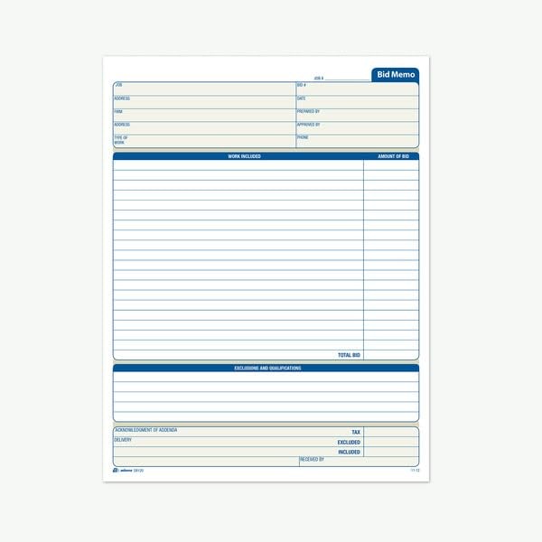 Adams Bid Memos, Business Forms, 8-3/8″ x 11-7/16″, White, 25 Sets Per Book…