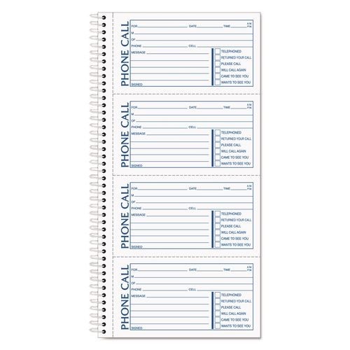 TOPS Spiralbound Message Book, Two-Part Carbonless, 5 x 2.75, 200 Forms Total