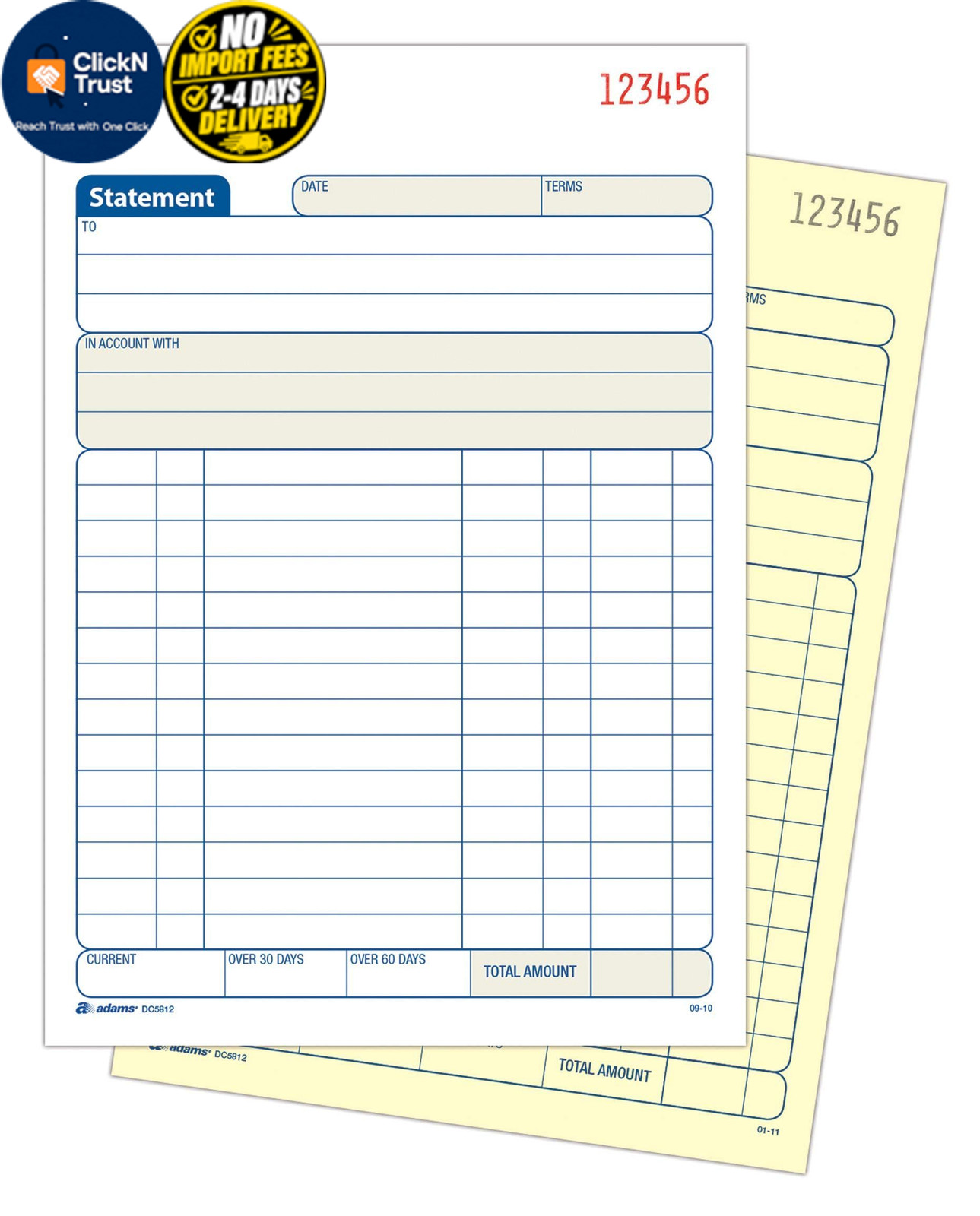 Tops Adams Statement Book, 2-Part Carbonless, 50 Sets, White/Canary