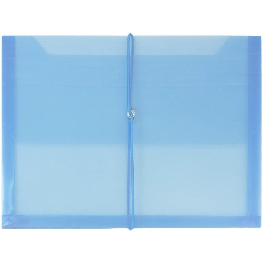 JAM PAPER Plastic Expansion Envelopes with Elastic Band 6 per Pack, Assorted