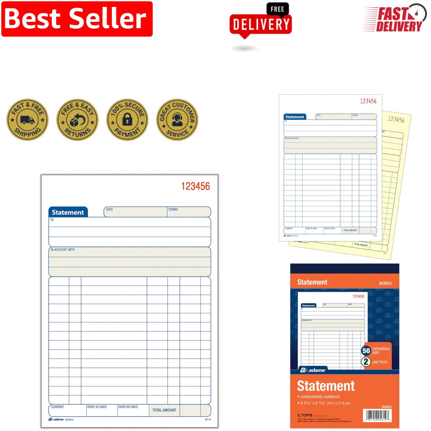 Customizable 50-Set Carbonless Statement Book – Perfect for Small Businesses