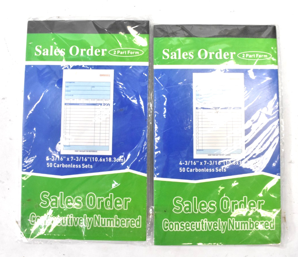 Lot of 2 Sales Order Book Receipts Invoice Duplicate 50 Sets Carbonless Forms