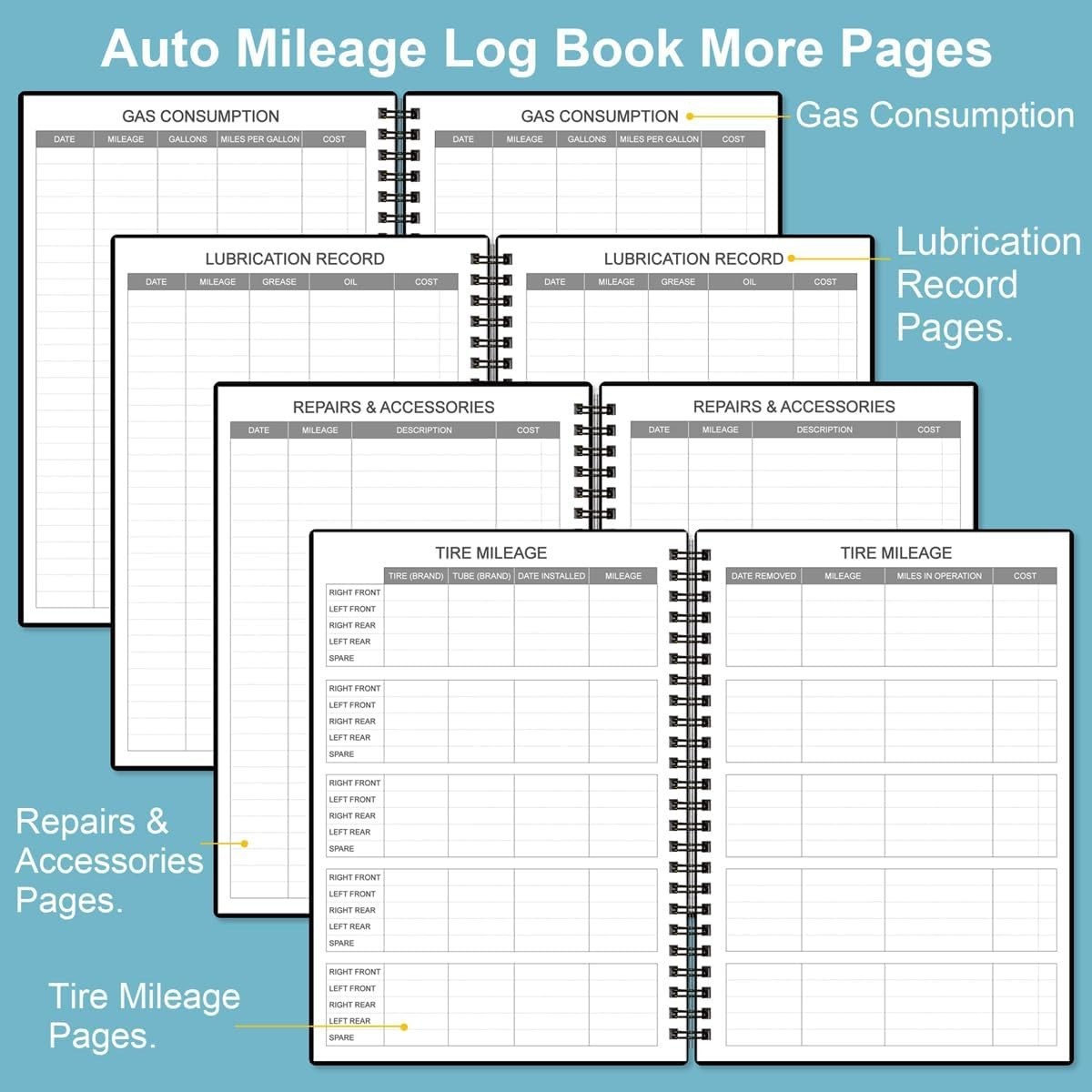 AT-A-GLANCE Auto Mileage Log Book Black