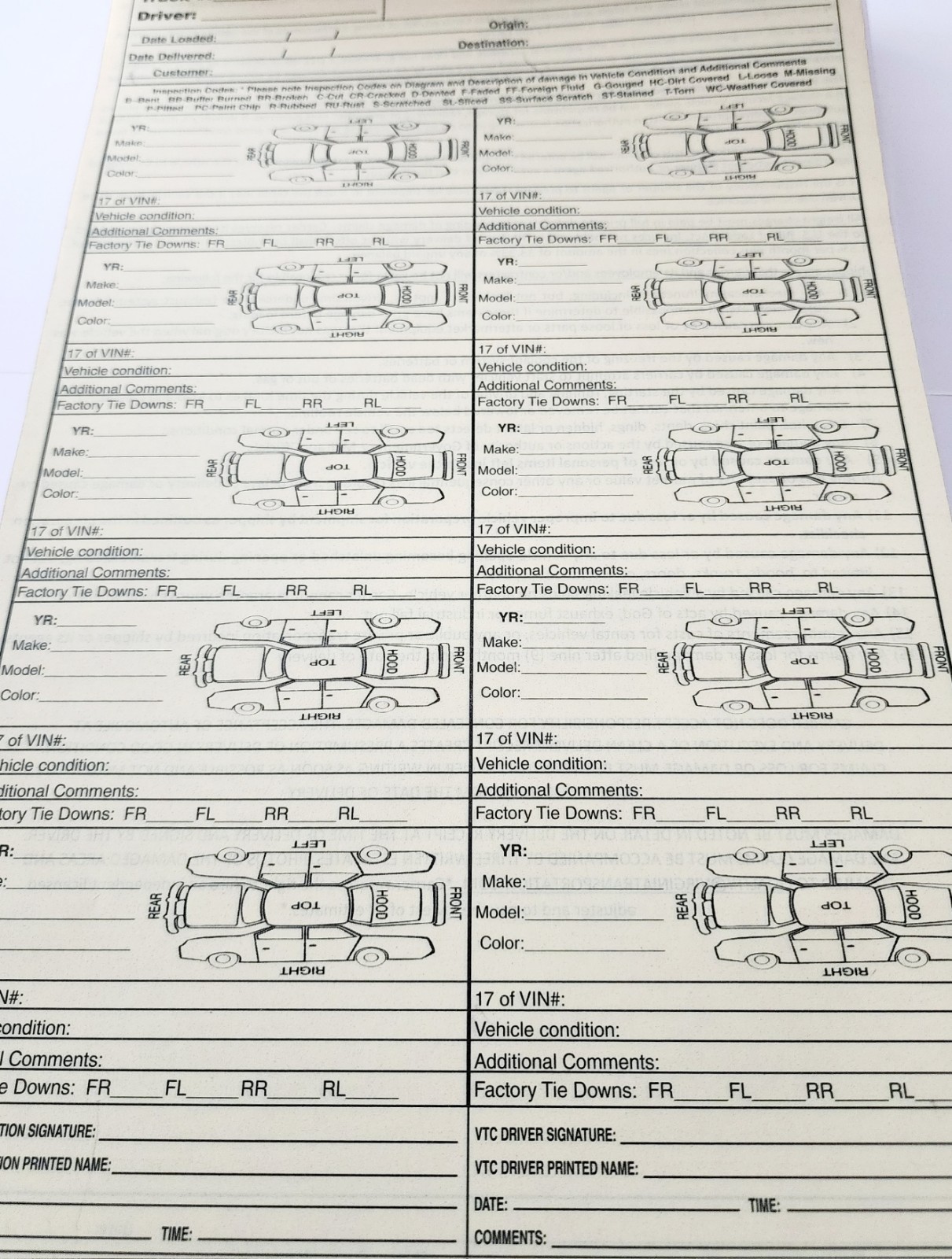 Vehicle Delivery Forms Lot Of 100 Unused Triplicate NCR VTC Transport Auto DWYY