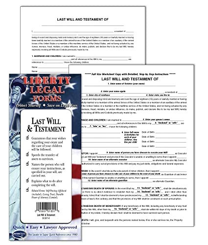 Last Will Forms Kit USA Estate Planning Do It Yourself Legal Documentation Set