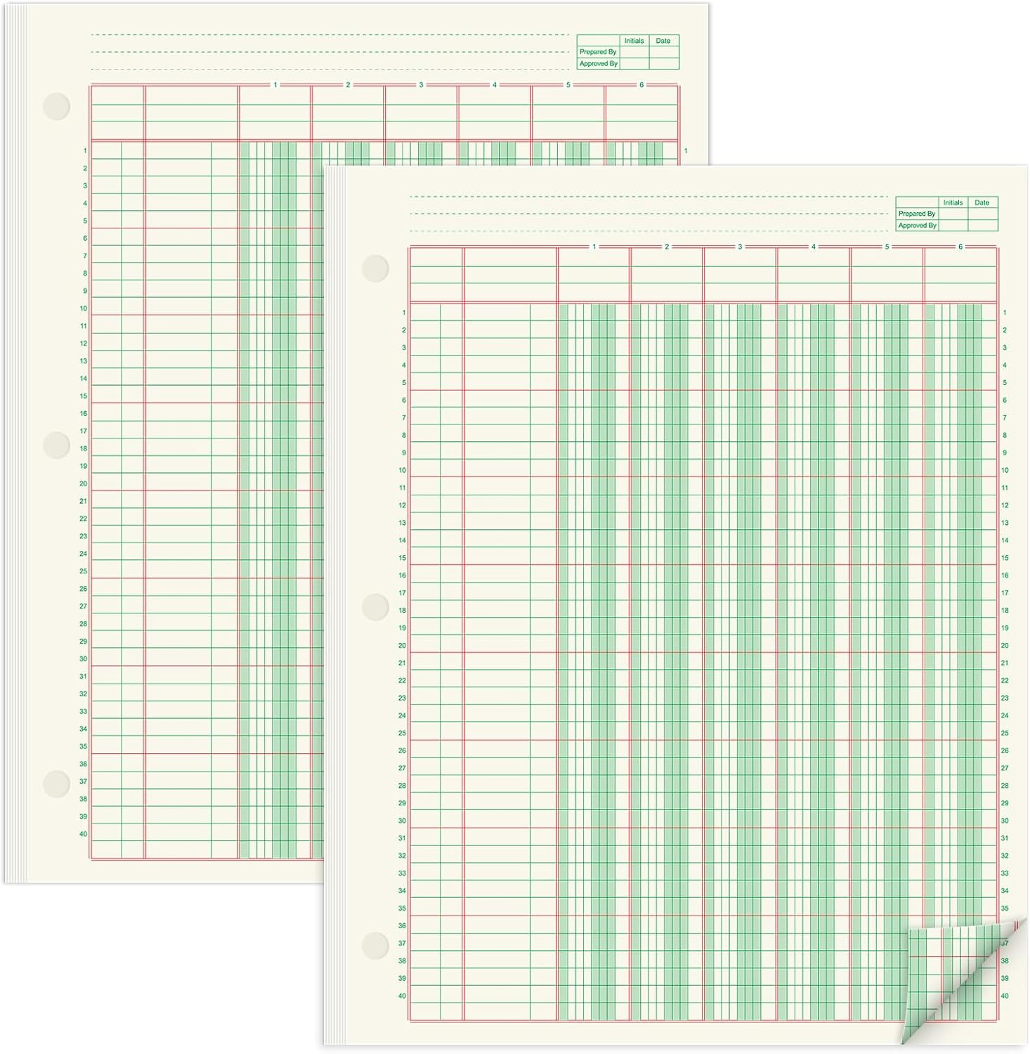 2 Pads 100 Sheets Columnar Analysis Pad 3 Hole Punch Accounting Ledger Book 8-1/