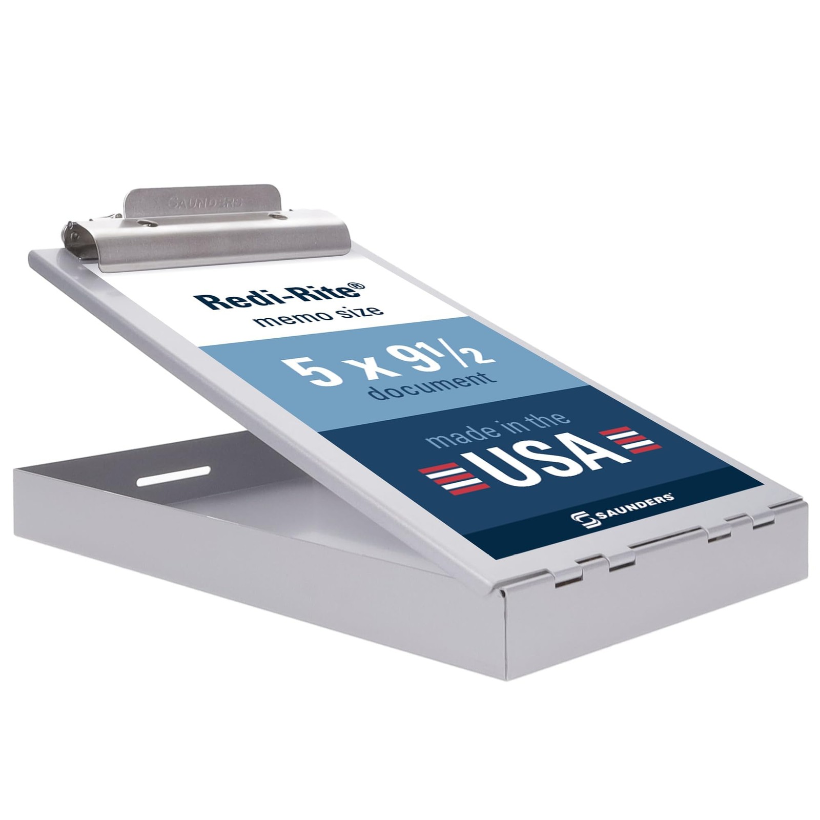 Saunders Recycled Aluminum Memo Size Clipboard with Storage, Memo, Silver