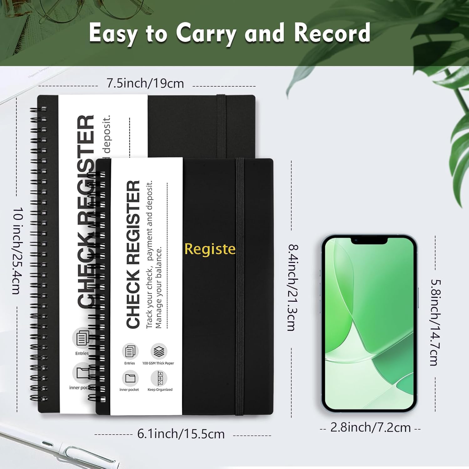 Check Registers for Personal Checkbook, Spiral Large Check Register Book, Budget