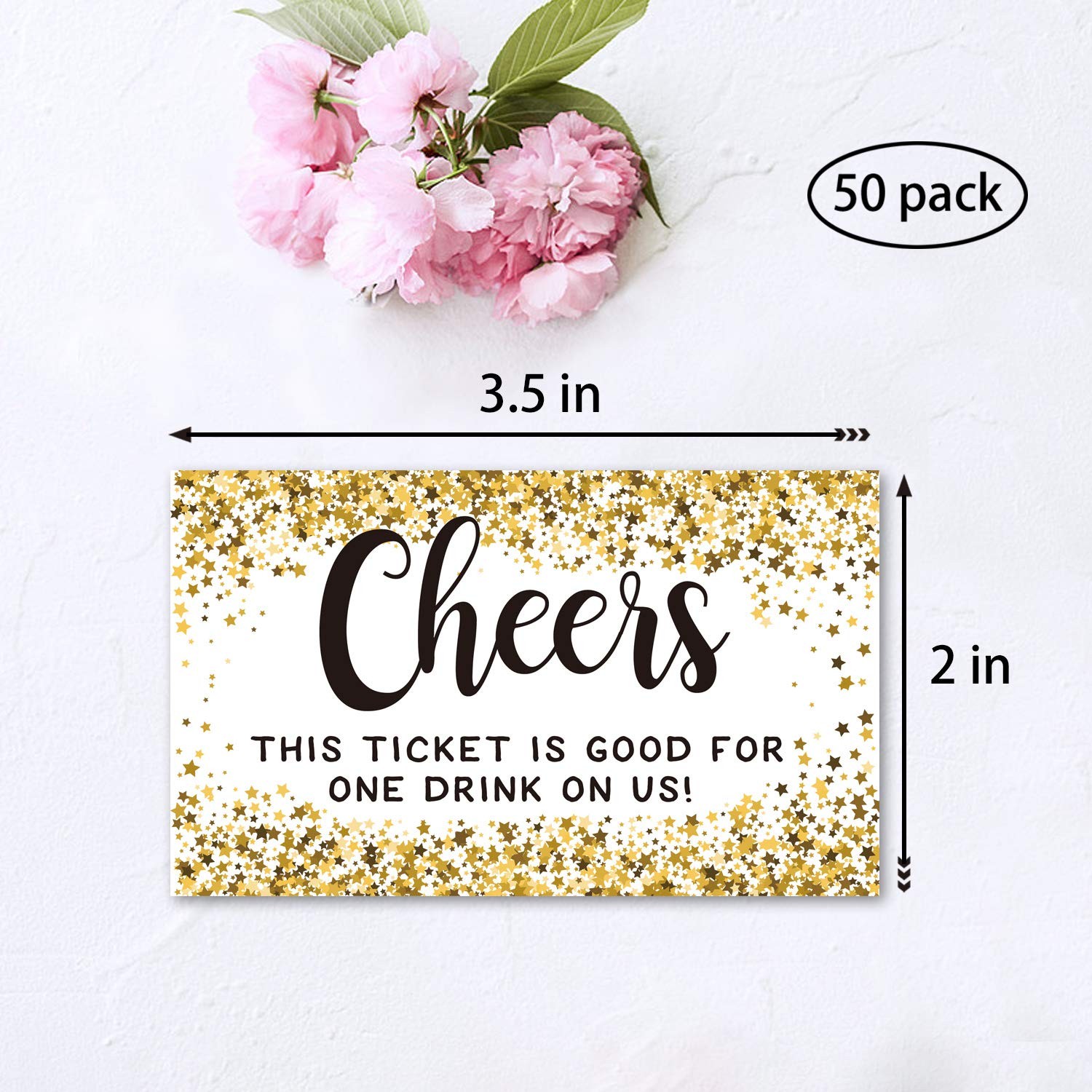 Gold Star Cheers Pack of 50 Free Drink Tickets for Events, 2 inch,