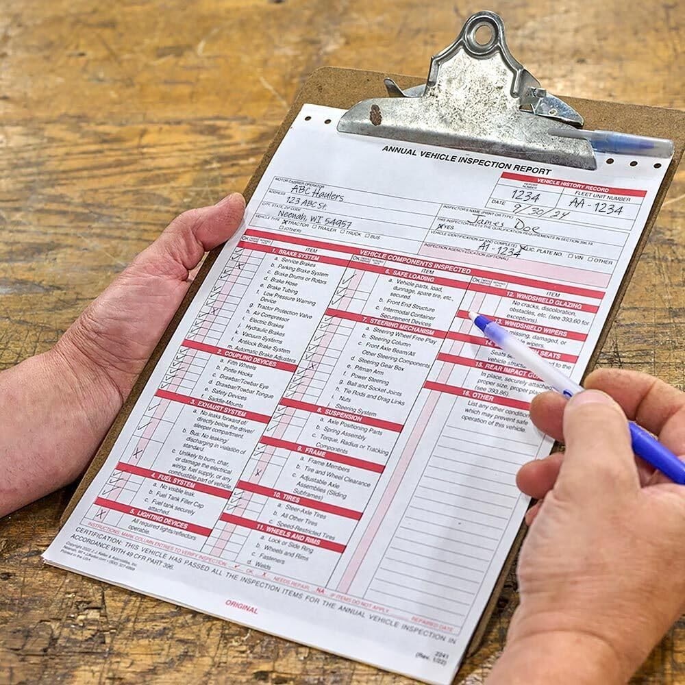 25 Carbonless Vehicle Inspection Forms & Red Inspection Labels – DOT Approved