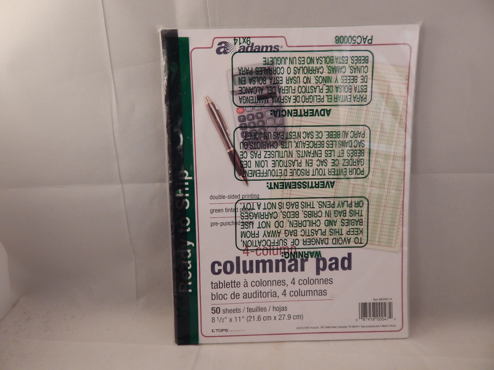 Adams Columnar Pad, 4 Columns , 8.5″ x 11″, 50 Double Sided Sheets