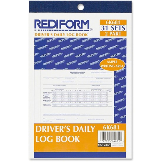 Rediform S5031NCL Carbonless 2-Part Driver’s Daily Log Book 31 Forms