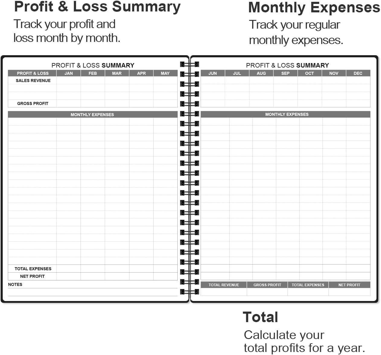 Income & Expense Log Book Tracker for Accounting Bookkeeping Tracking Black