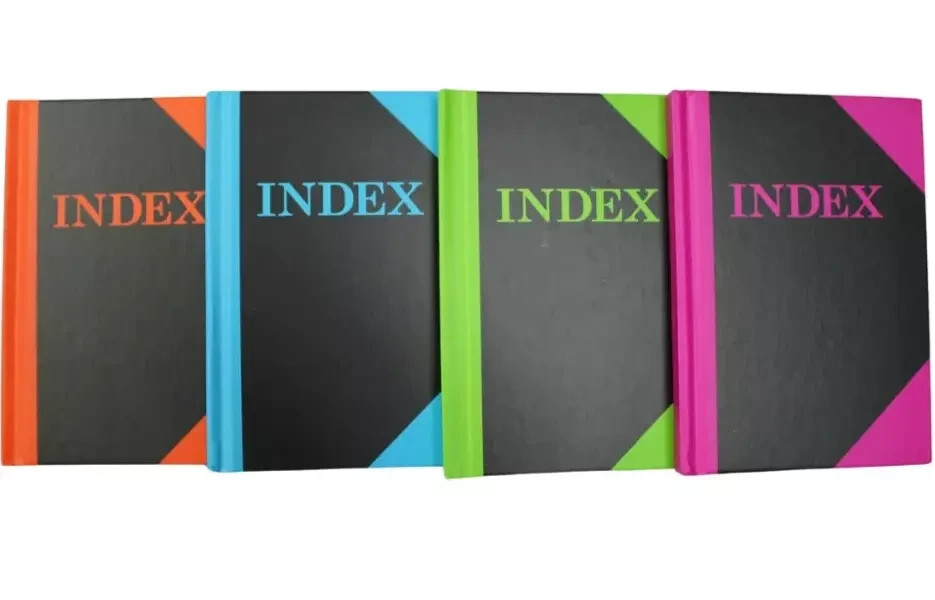 Cumberland A5 A-Z Index Notebook Book Bright Assorted Hard Cover 100P Ruled