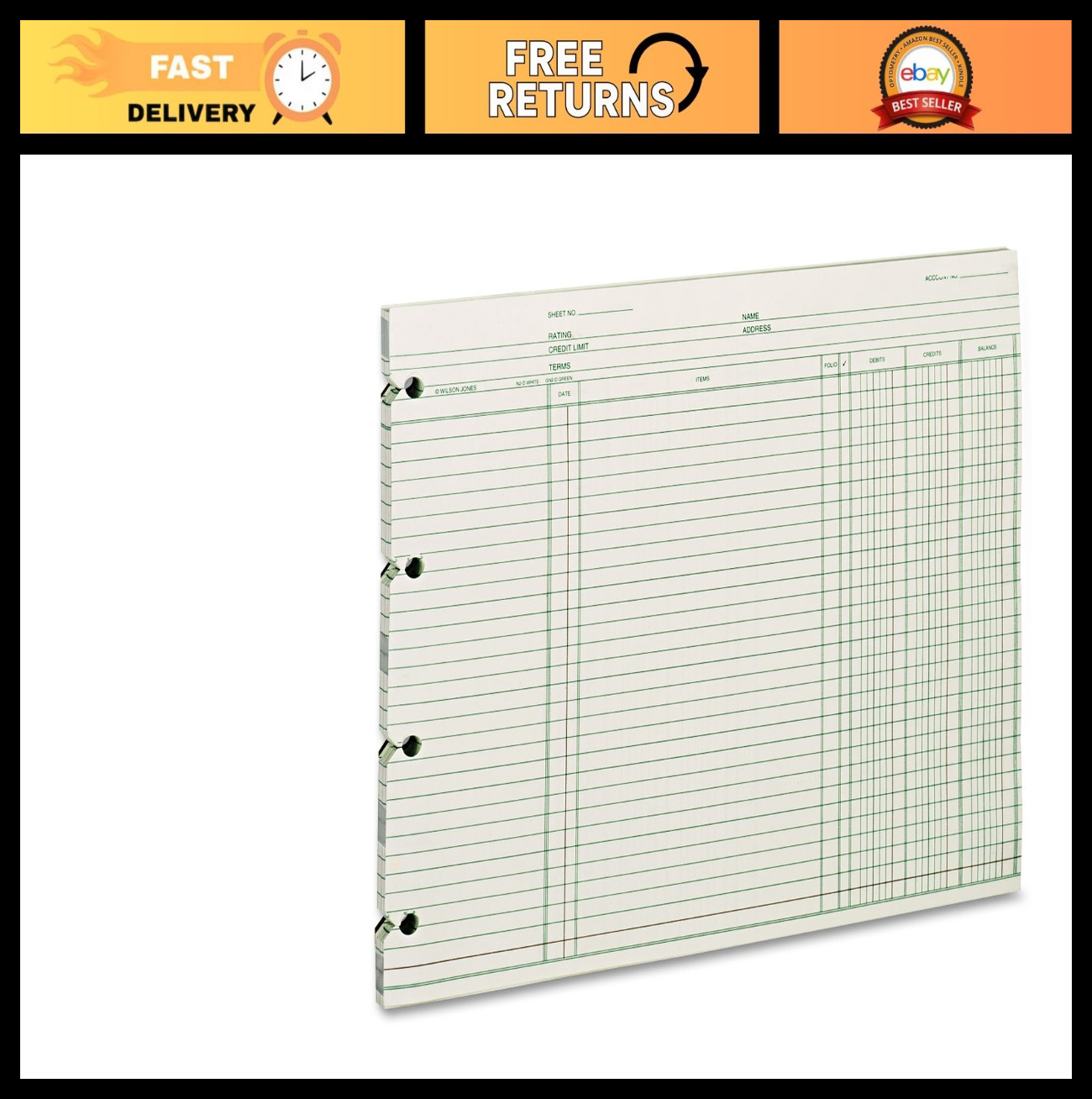 Green Balance Ledger Paper, 9-1/4″ x 11-7/8″, 100 Sheets for Accounting & Financ