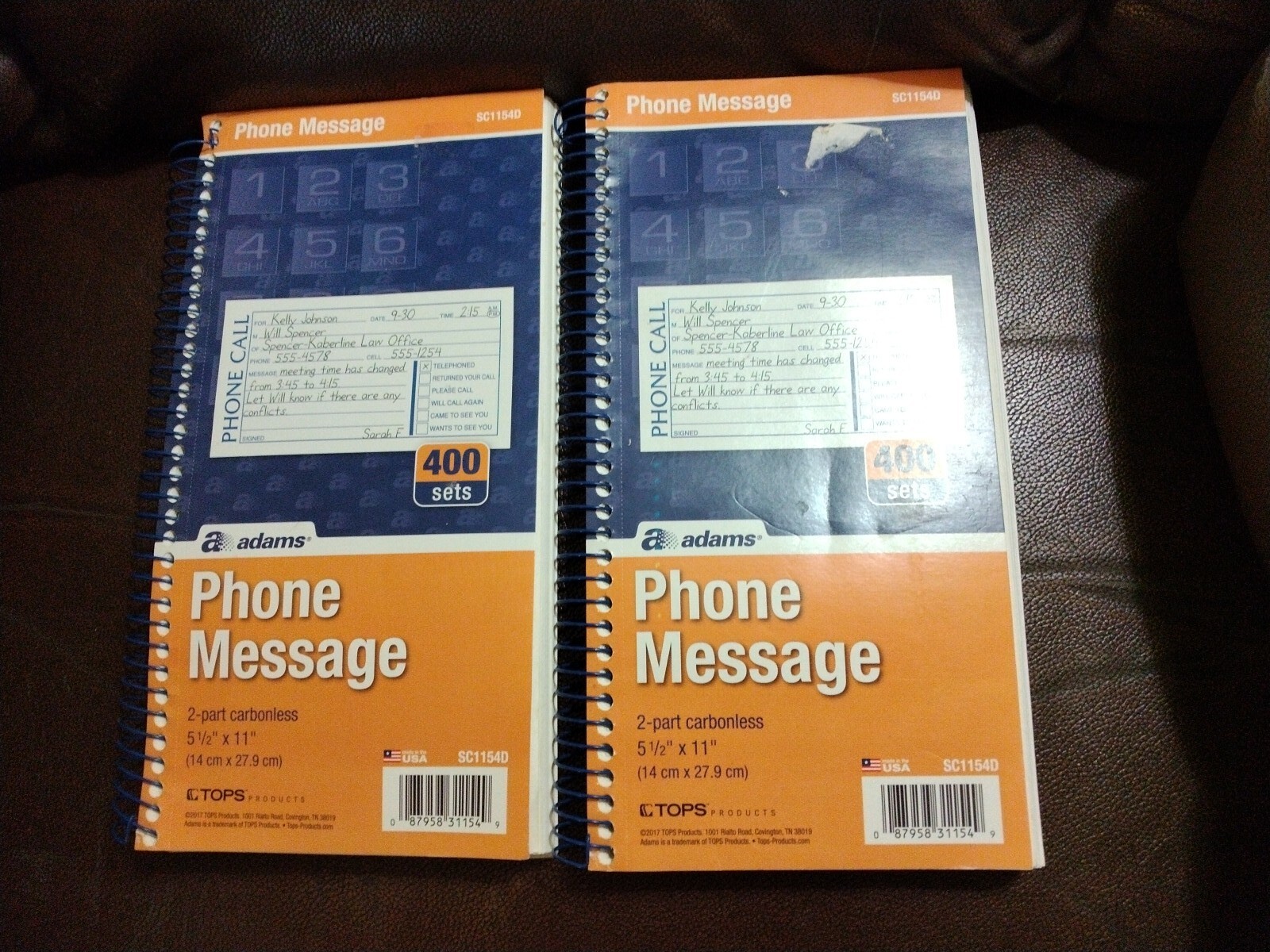 ADAMS PHONE MESSAGE BOOKLET SC1154D Lot of 2