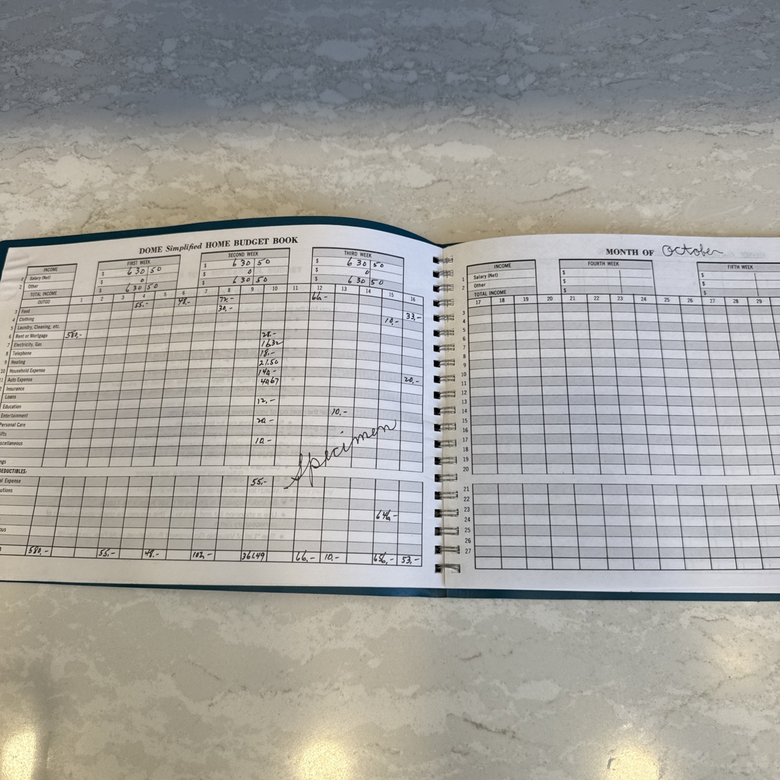 Dome Bookkeeping Record Book Undated Monthly Weekly & Home Vintage Style