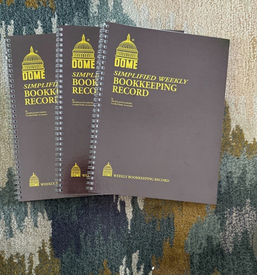 3 Dome Bookkeeping Record Brown Vinyl Cover 128 Pages 8 1/2 x 11 Pages 600