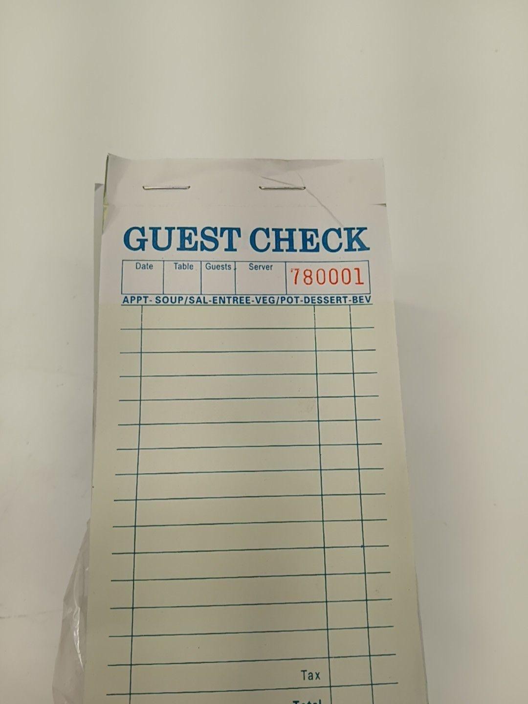 Guest Check Numbered Receipt Books Pads CT-G7000 Restaurant Lot Of 10 Green