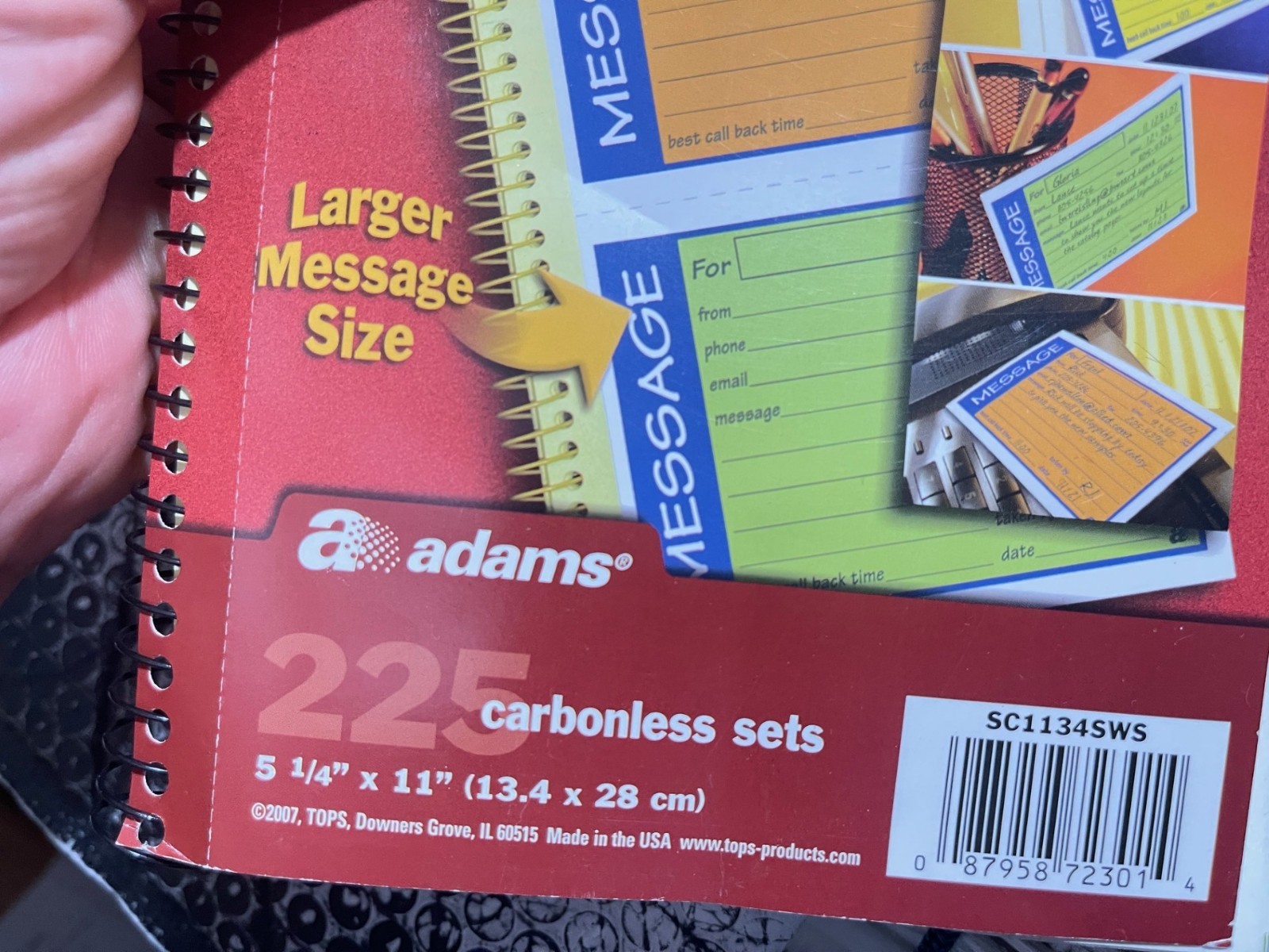 Adams phone messages book, Write ‘N Stick, 2 part Carbonless(K9)