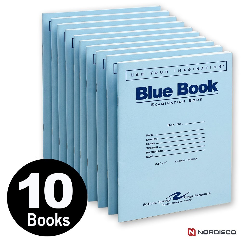 Blue Book Examination Book 77512, 8.5 x 7″, 8 Sheets (16Pages), Pack of 10