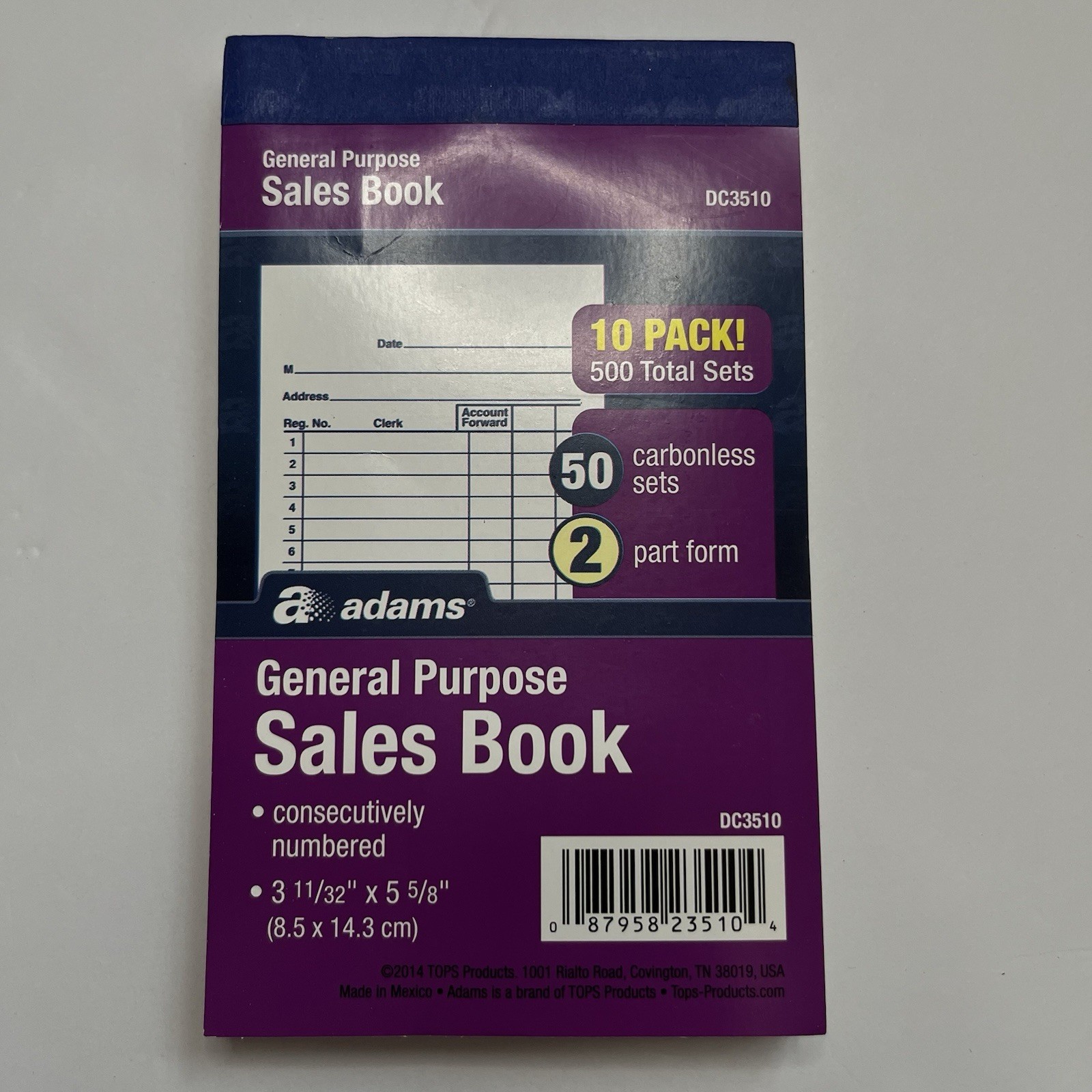Adams DC3510 General Purpose Sales Book 2-part 50 Sets Book, 6 Books, Carbonless