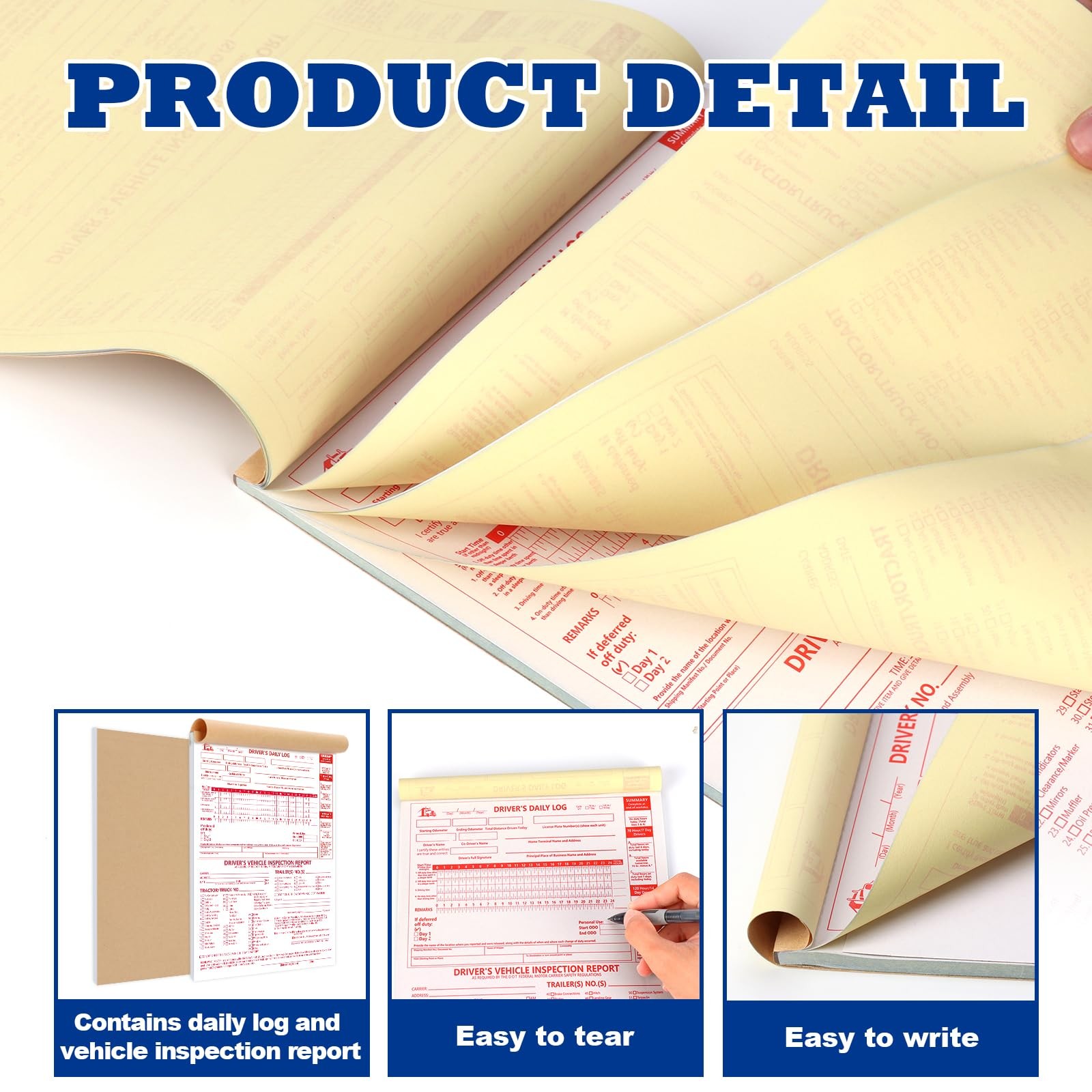 10 Pcs 8.5x11inch 2-in-1 Driver Log Books for Truckers Dot Book Driver…