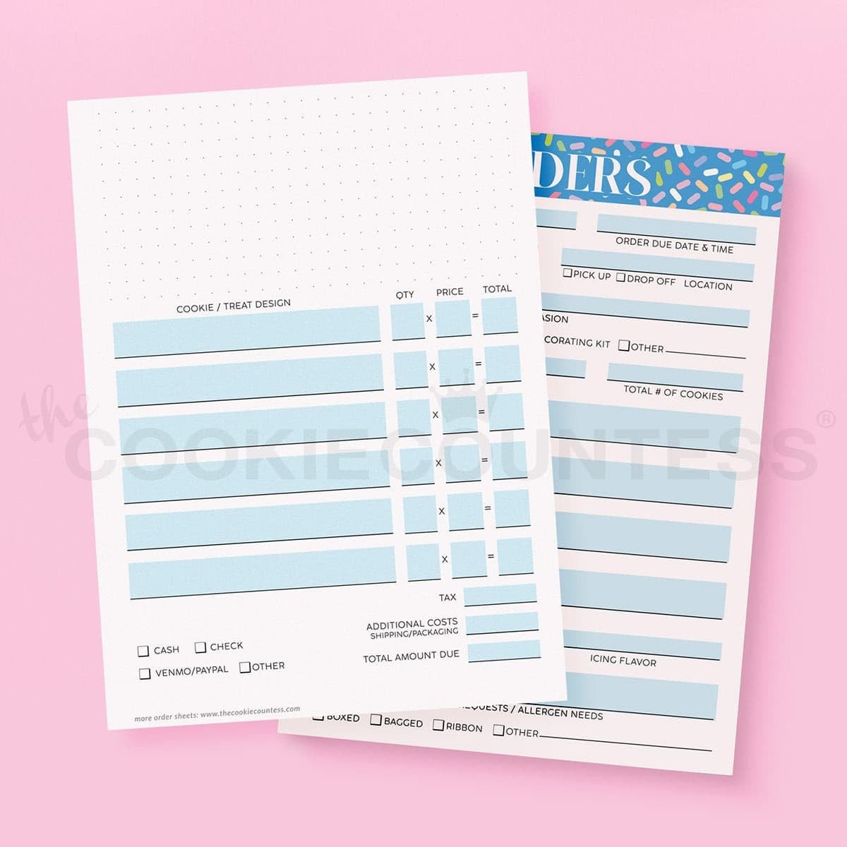 Cookie Order Form Sheets 5×7 Inch The Cookie Countess Baking Notepad 50 Count