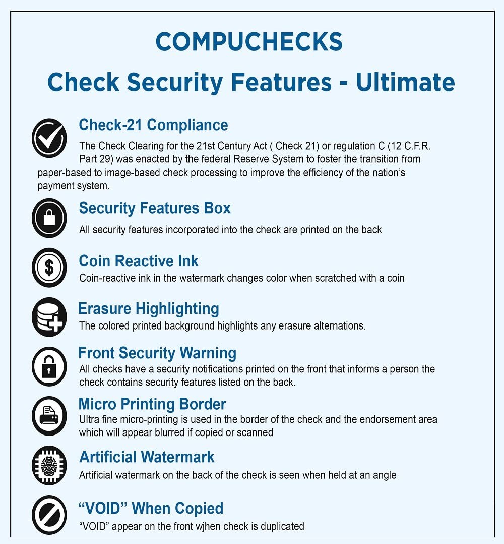 Compuchecks Blank Check Paper-500Pk-Computer Security,Size 8 1/2-11-Blue Diamond