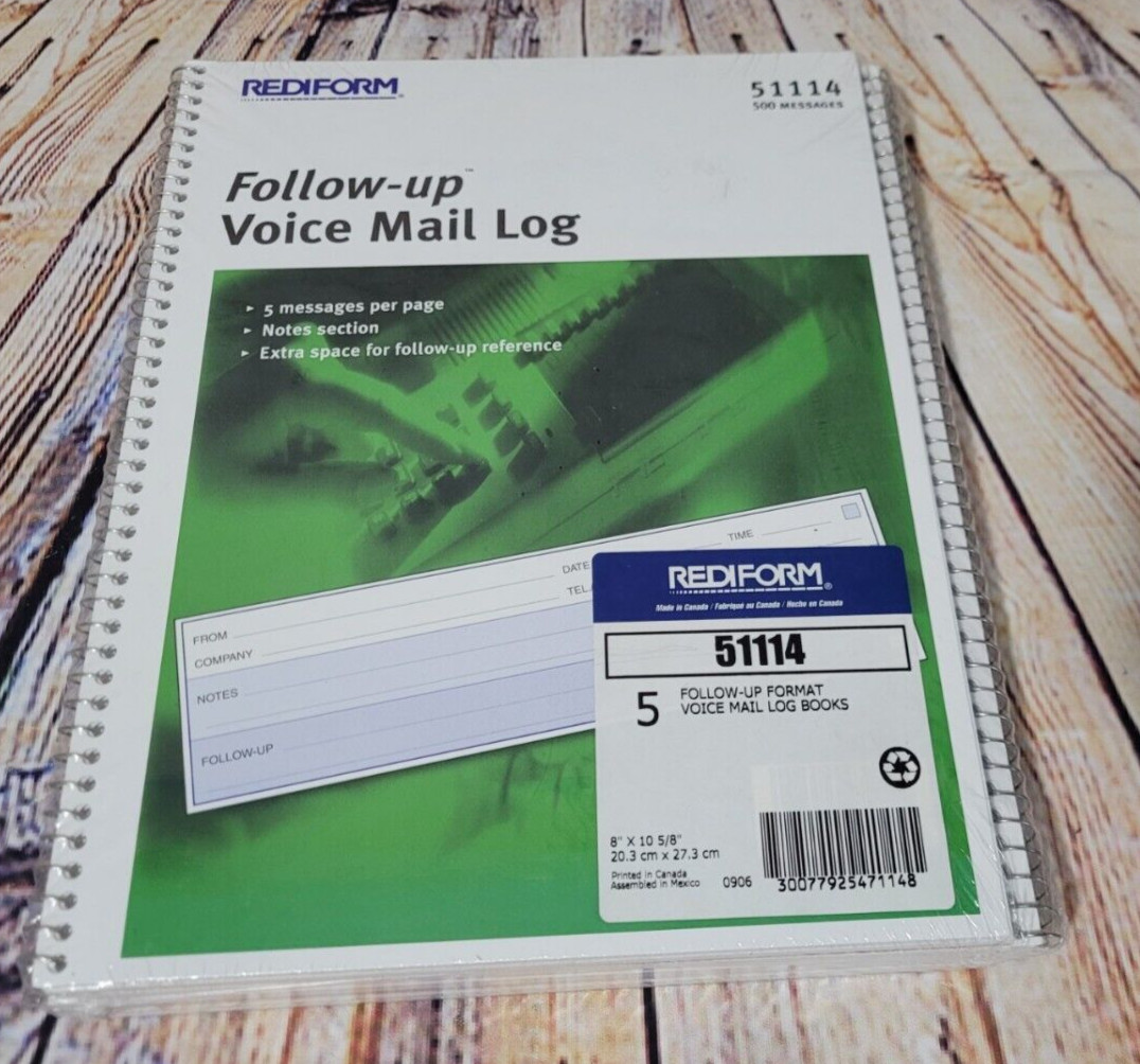 Rediform Follow-Up Voice Mail Log, 10.625″ x 8″, 500 Messages (51114), Set of 5