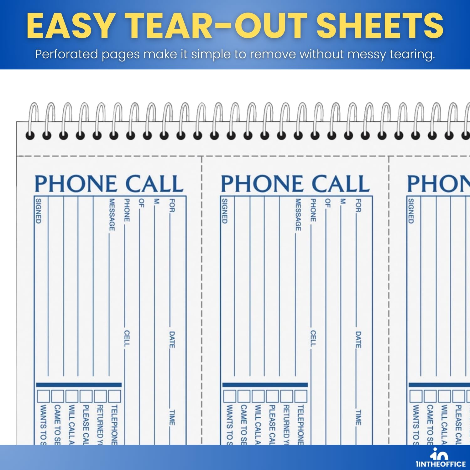 1Intheoffice Phone Message Book 2 Part Carbonless 5 X 3 3/8 2-Part Carbonless