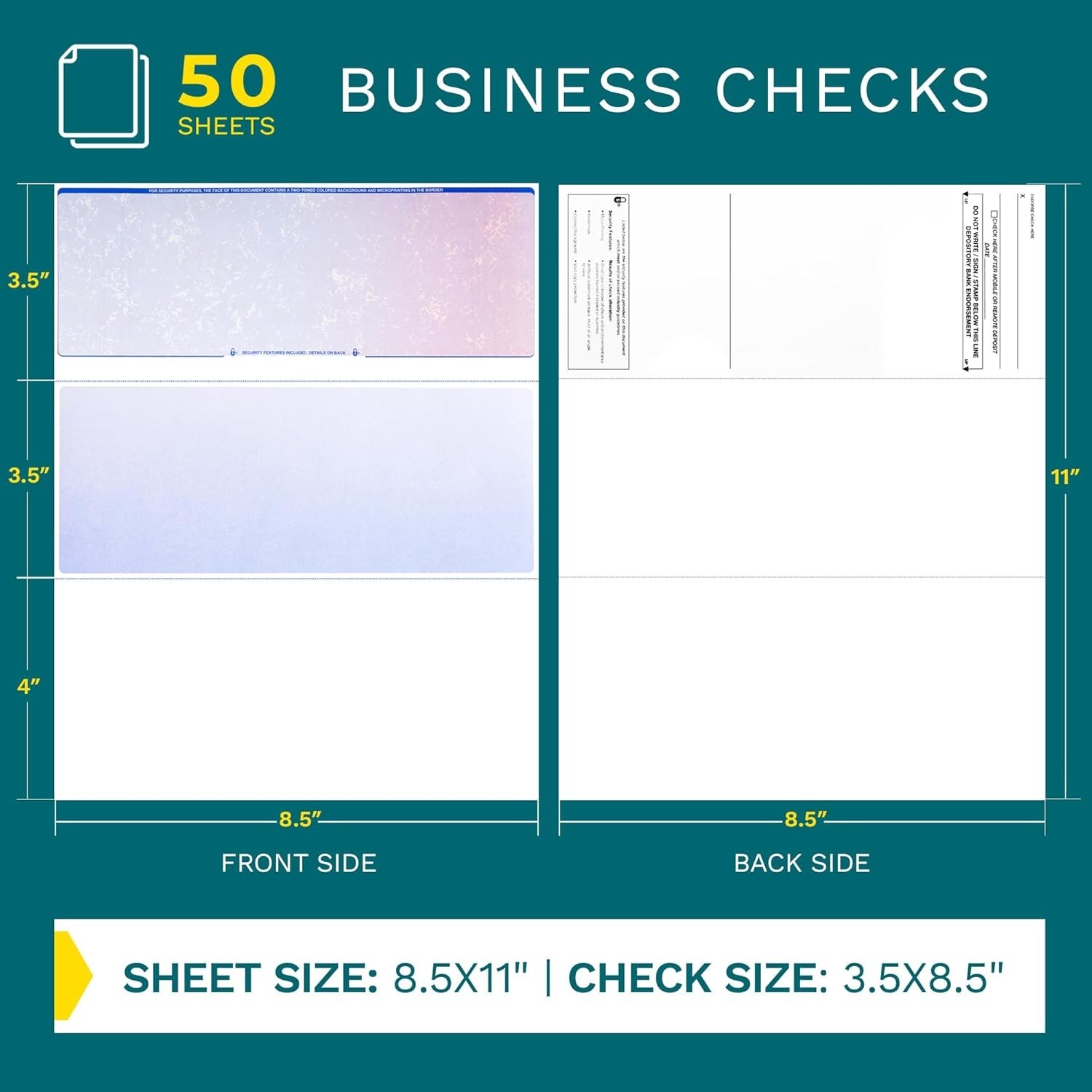 Secure & Easy-to-Print Computer Check Paper – 50 Sheets, Smooth Finish Blue-Red