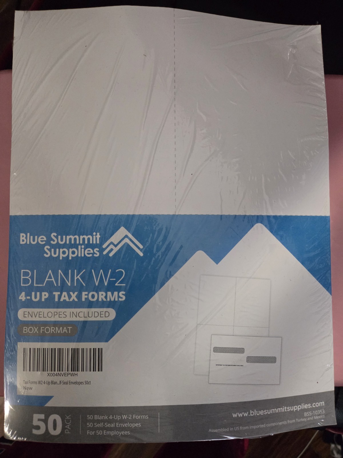 Blue Summit Supplies Blank W-2 4-Up Tax Forms with Envelopes, Model BSS-10553