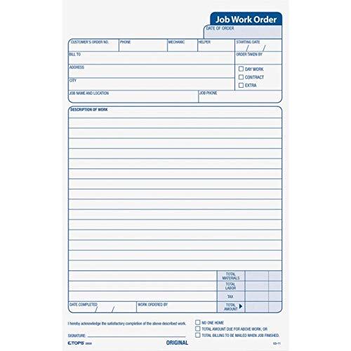 TOPS 3868 Snap-Off Job Work Order Form 5 2/3″ x 8 5/8″ Three-Part Carbonless …