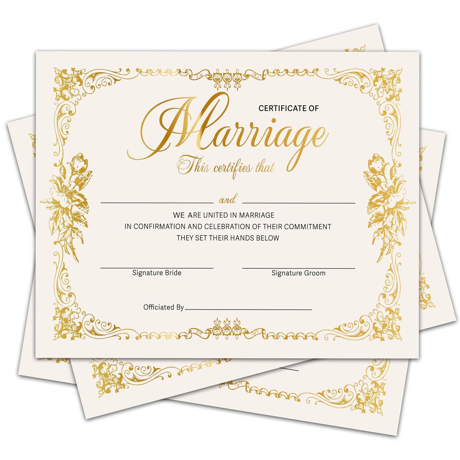 Marriage Certificates with Gold Foil Edges – Certificates,