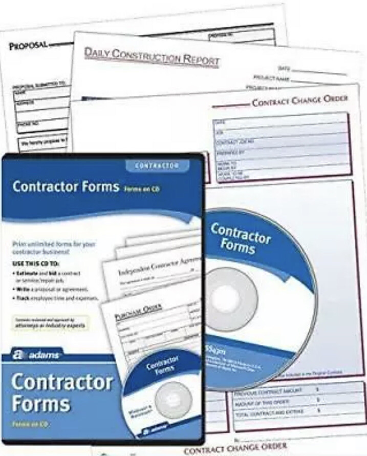 SHIP24H-Adams SS4301 Contractor Forms on CD Windows & Macintosh PDF & Excel-NEW