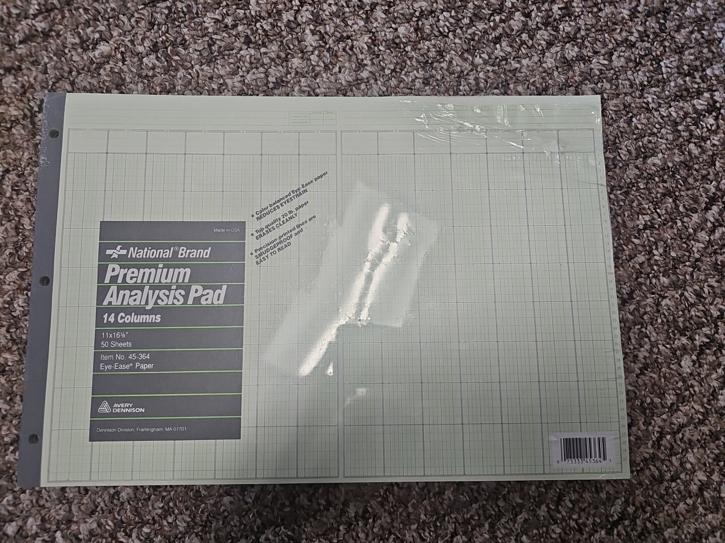 National Brand Premium Analysis Pad 14 Columns 45-364 11”X16 3/8” 50 Sheet
