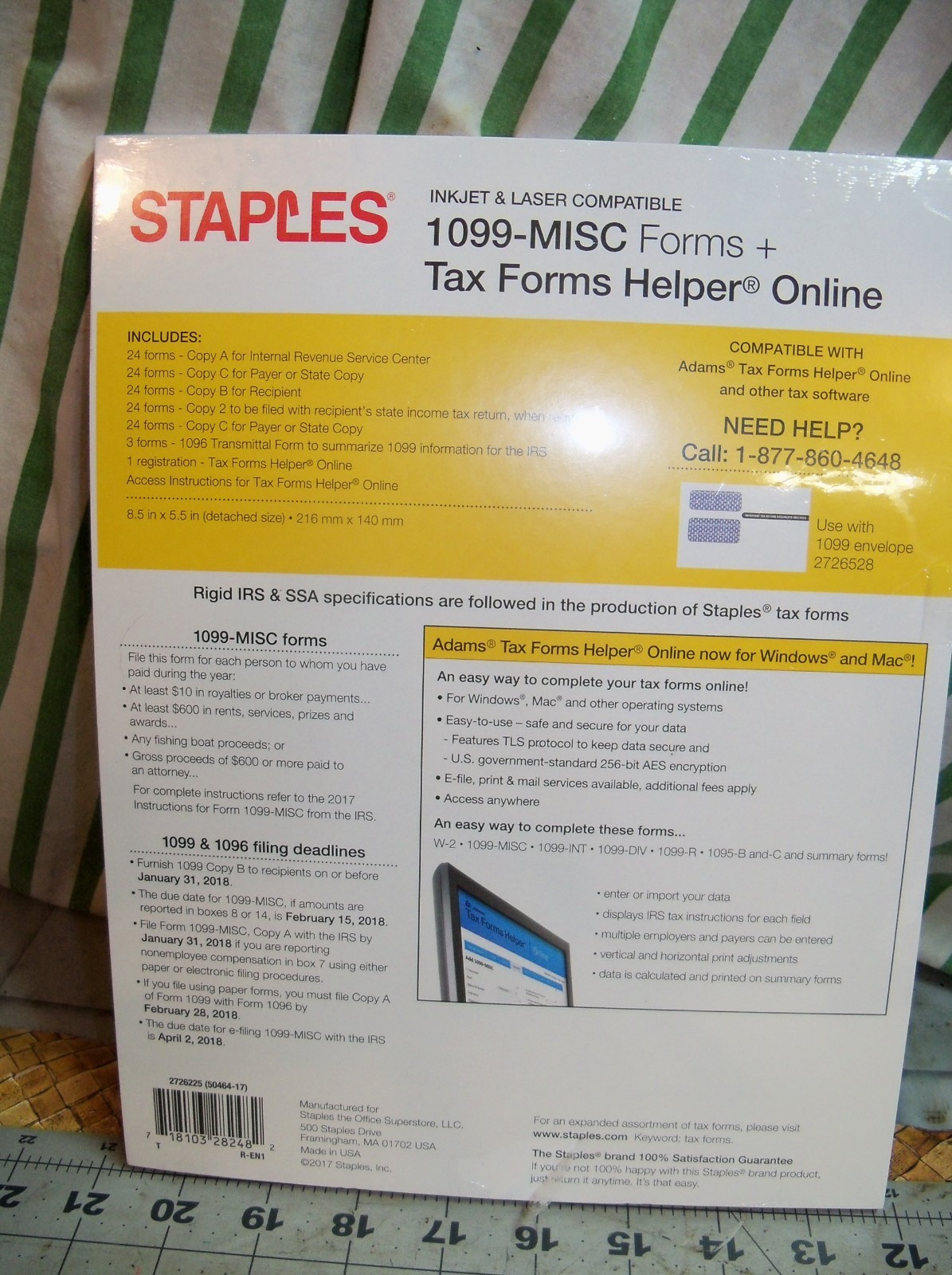 Staples 2017 1099-MISC Forms tax form helper Online 24 5 piece sets PC / Mac USA
