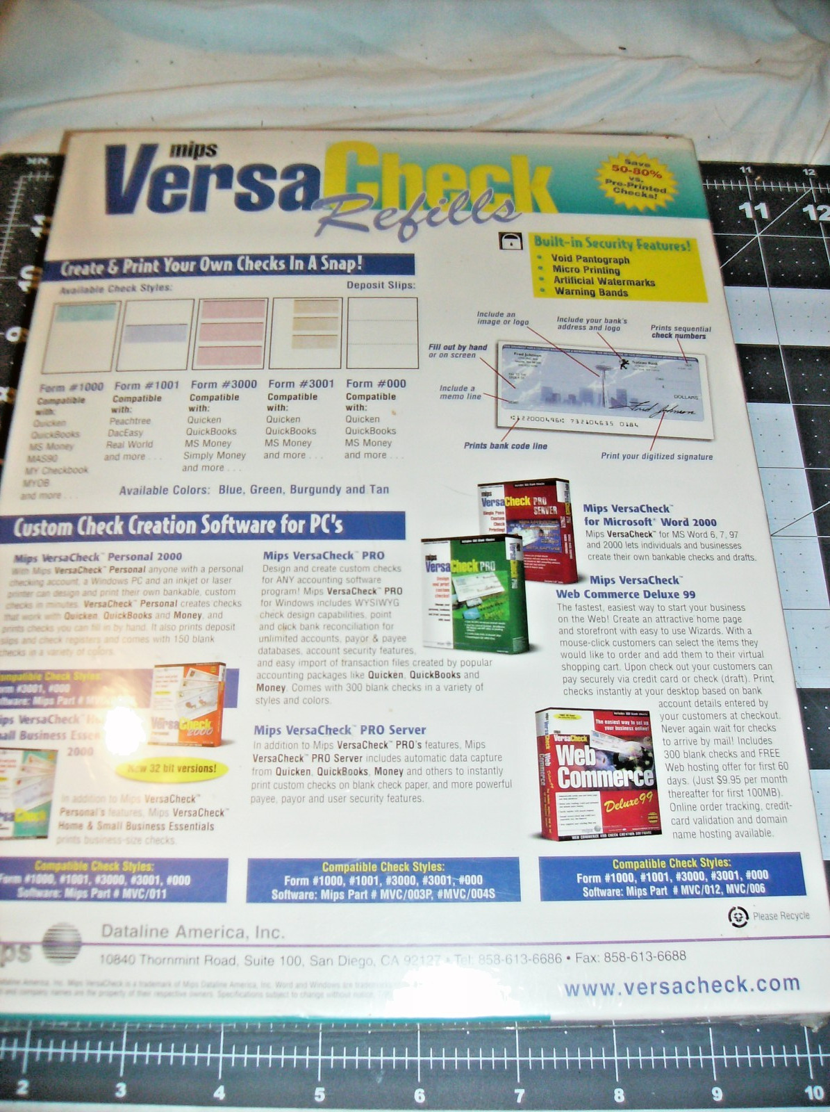 Versa Checks Refills, Blue 750 Blank Checks Form # 3000; Mips classic style