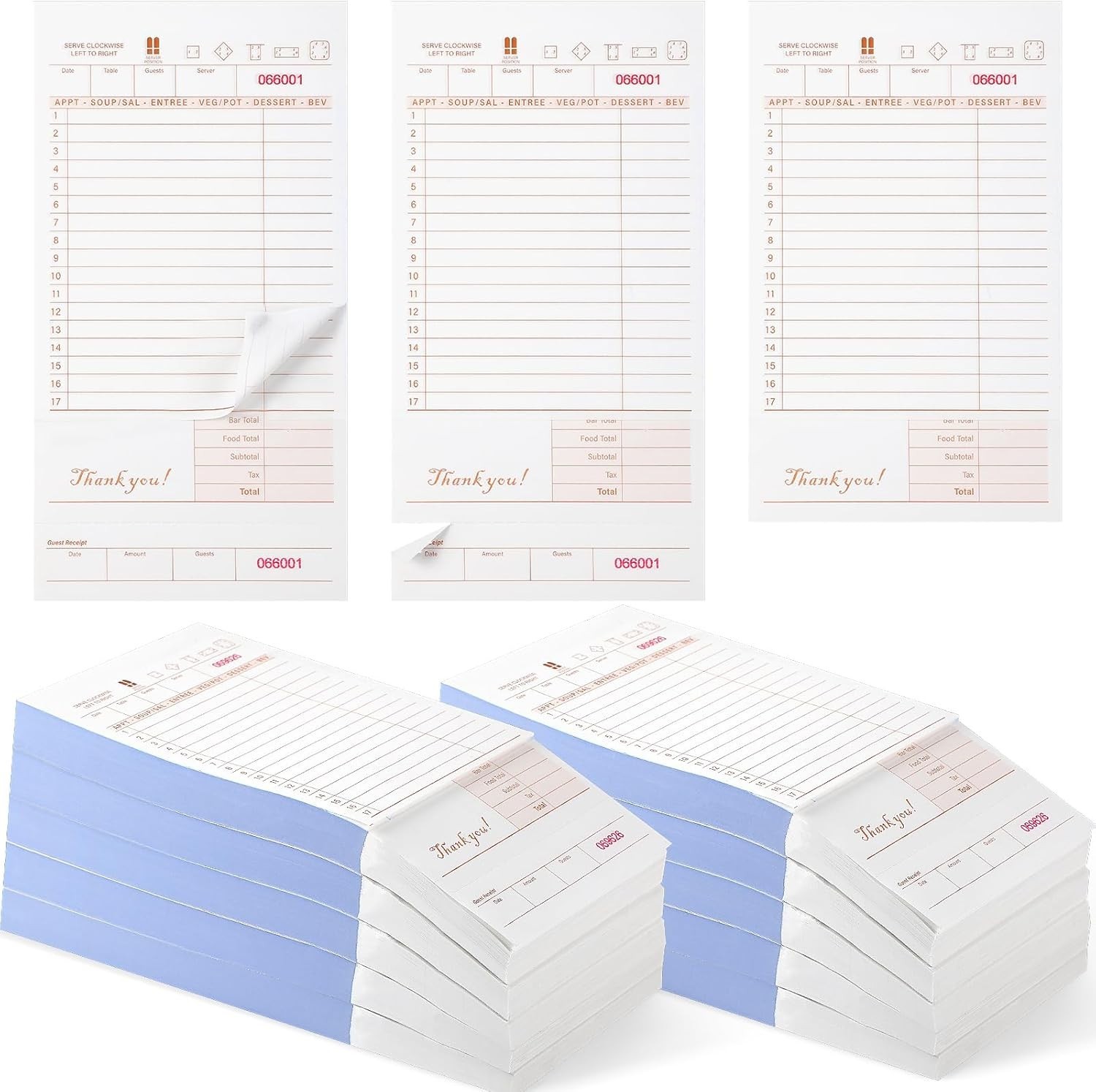 Guest Check Receipt Books 2-Part 50 set per book