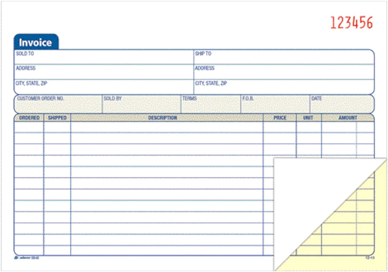 Carbonless Invoice Book For Business 2-Part 5-9/16 X 8-7/16 Inches 50 Sets/Book