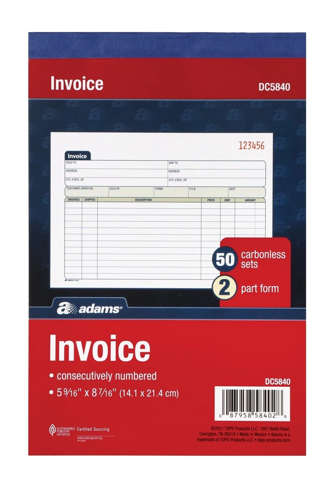 Invoice Book 3 Pack, 2 Part Carbonless Invoices, Horizontal Sales Slip,…
