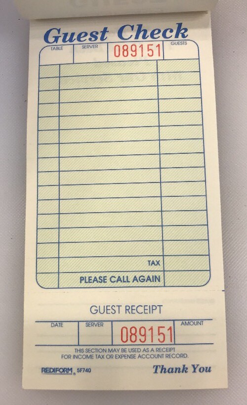 Rediform Green Background Guest Check 1 Part 50 Sets Numbered 5F740