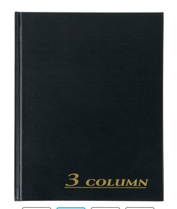 NEW Adams Account Black 3-Column Record Book Ledger Hardback Cover 80p