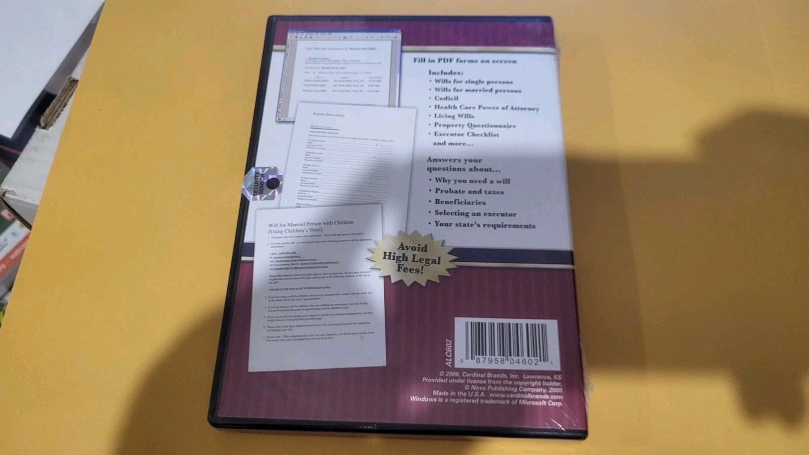 Last Will and Testament Software CD Forms Adams NEW SEALED PERSONAL LAW