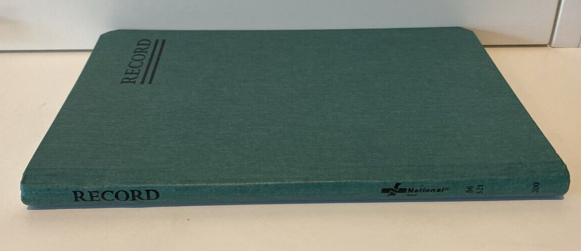 Vtg National Brand 56-521 Record Book, Rounded Corners, 9-5/8 x 6-1/4″, 200 pg