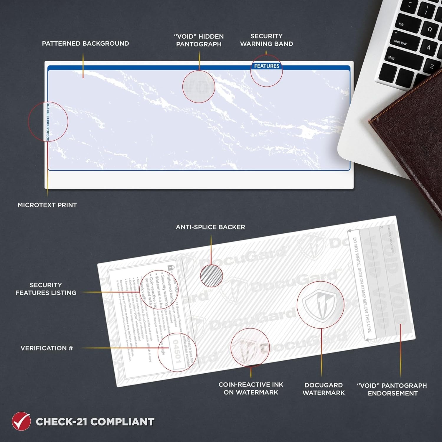 Uncoated Blue Marble High Security Checks – 11 Anti-Fraud Features, 500 Sheets