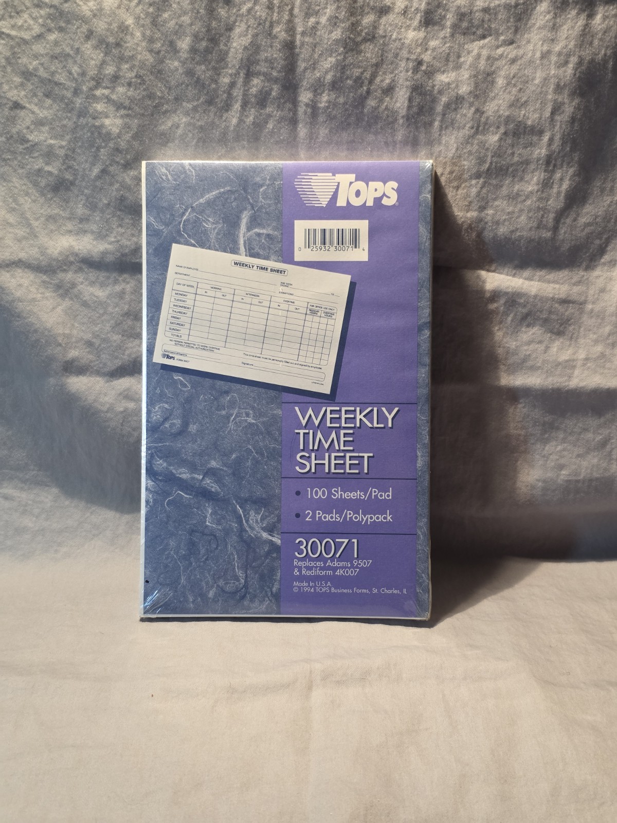 Tops Weekly Time Sheet 100 Sheets / Pad 2 Pack 30071 SEALED Office Supplies